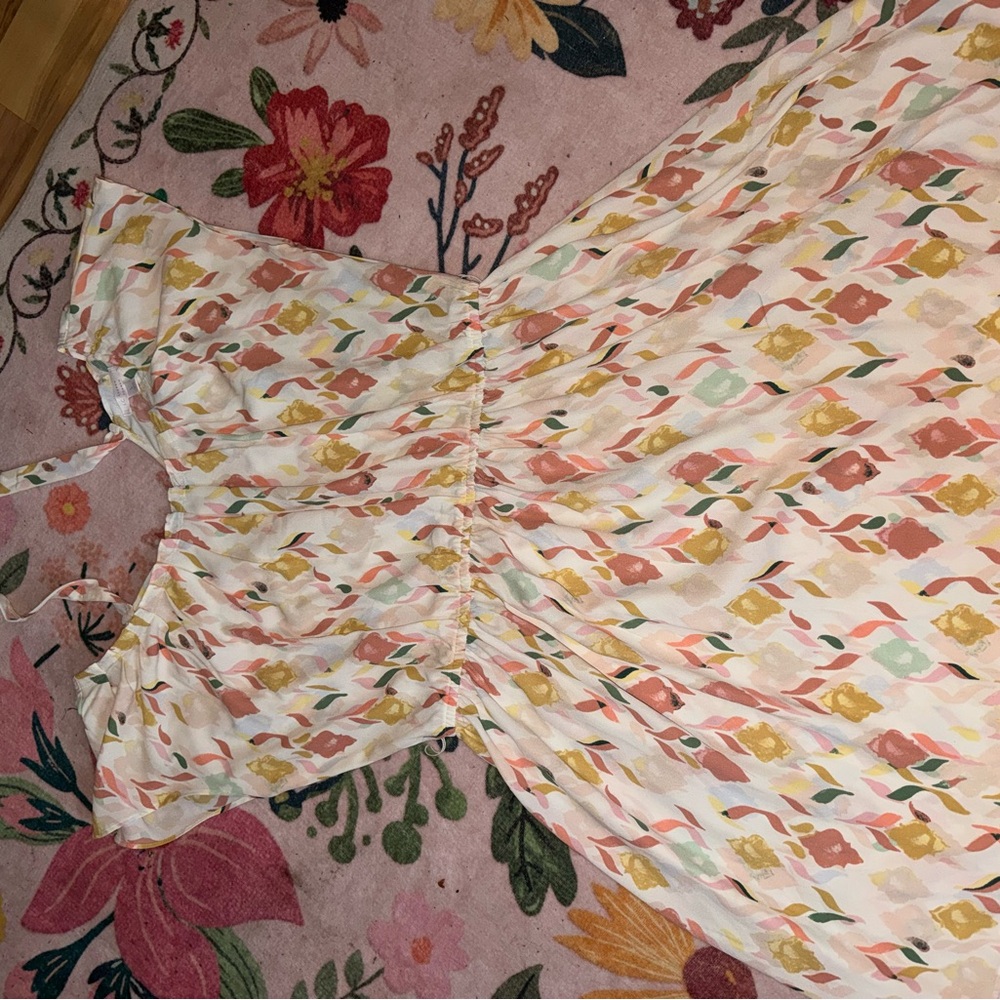 LC Lauren Conrad Pastel Floral Ruffle Dress - Pink, Green, Mustard - Picture 2 of 2